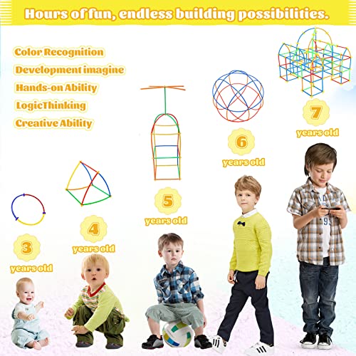 DBREAKS Kit de Construcción de Fuertes para Niños, 240 Piezas Pajitas y Conectores, Pajitas de construcción, Kids Fort Building Kit Piezas, Juguetes educativos para niños a Partir de 3 años