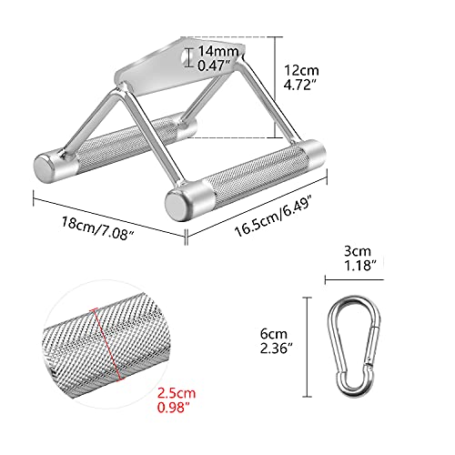 DBREAKS Mango Paralelo de V, Accesorio de Cable de Manija en V, Fitness Tricep V en Forma, Empuñadura para Fitness de Forma V con Agarre Moleteado & Mosquetón, Acero Sólido, para Fitness, Ejercicio