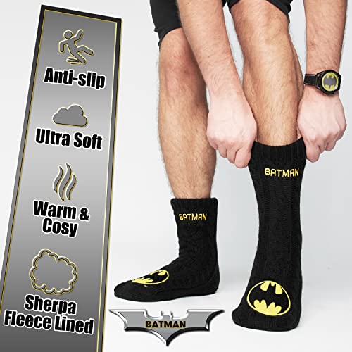 DC COMICS Calcetines Hombre Batman, Calcetines de Andar por Casa Antideslizantes