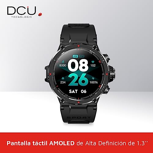 DCU TECNOLOGIC | Smartwatch GPS | Reloj Inteligente | Pantalla Táctil Amoled HD | 14 Modos Deporte | Notificaciones Apps y Llamadas | IP68* | Negro