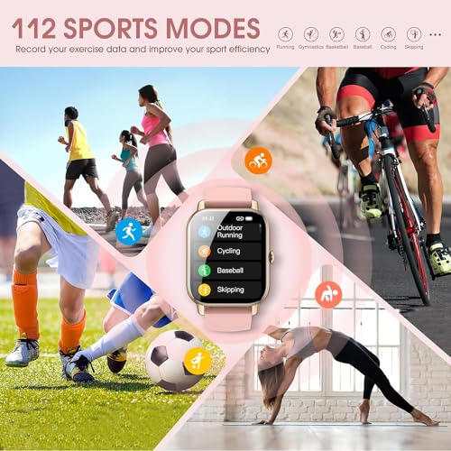 Ddidbi Reloj Inteligente Hombre Mujer con Llamada Bluetooth, 1,85" Smartwatch con 112 Modos Deportivos, Monitor de Ritmo Cardíaco y Sueño, Impermeable IP68 Pulsera Actividad para iOS Android, Rosa