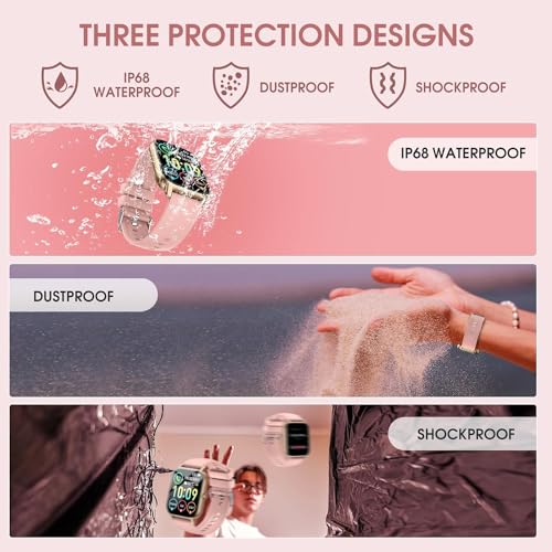 Ddidbi Reloj Inteligente Hombre Mujer con Llamada Bluetooth, 1,85" Smartwatch con 112 Modos Deportivos, Monitor de Ritmo Cardíaco y Sueño, Impermeable IP68 Pulsera Actividad para iOS Android, Rosa