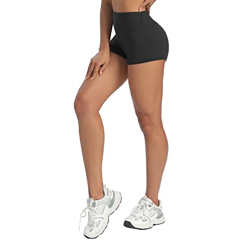 DDOBB Pantalones Cortos Culotte Shorts Mujer Hot Pant Mallas Cortas Culote Leggins Deporte Cintura Alta Ciclismo Push Up Gimnasio(Negro,S-M)