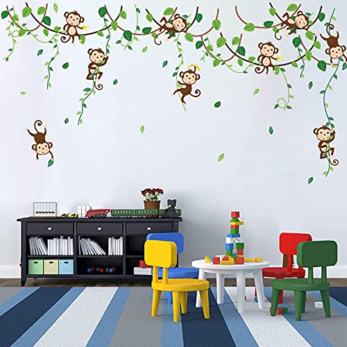 decalmile Pegatinas de Pared Animales de la Jungla Vinilos Decorativos Mono Infantiles Adhesivos Pared Habitacion Infantiles Niños Bebés Guardería