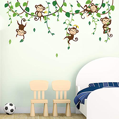 decalmile Pegatinas de Pared Animales de la Jungla Vinilos Decorativos Mono Infantiles Adhesivos Pared Habitacion Infantiles Niños Bebés Guardería