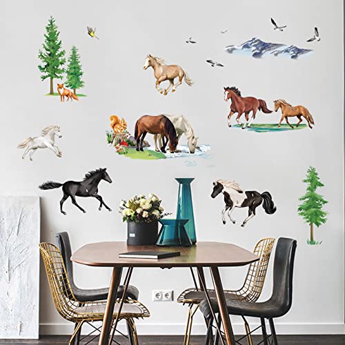 decalmile Pegatinas de Pared Caballos Salvajes Vinilos Decorativos Animales Adhesivos Pared Habitación Infantiles Niños Bebés Guardería