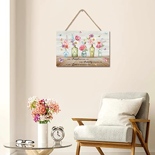 decalmile Placas de Madera con Primavera Verano Flor Florero para Colgar y Citas Inspiradoras Familia para la Decoración de Pared de la Habitación Sala de Estar y Hogar