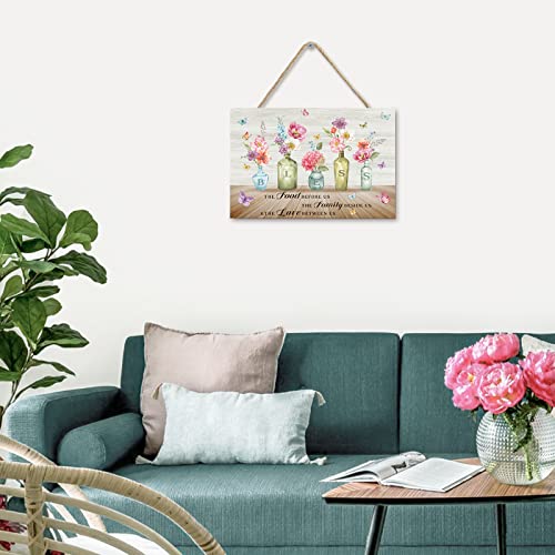 decalmile Placas de Madera con Primavera Verano Flor Florero para Colgar y Citas Inspiradoras Familia para la Decoración de Pared de la Habitación Sala de Estar y Hogar