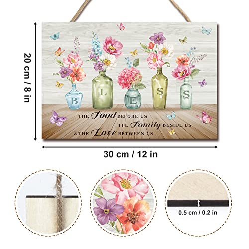 decalmile Placas de Madera con Primavera Verano Flor Florero para Colgar y Citas Inspiradoras Familia para la Decoración de Pared de la Habitación Sala de Estar y Hogar