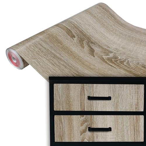 DecoMeister Vinilo Adhesivo Para Muebles Imitacion de Madera de Roble Sonoma Claro Papel Autoadhesivo Lámina Para Pared Cocina Puertas En Rollo Para Forrar Aspecto Madera 45 x 100 cm Por Metros