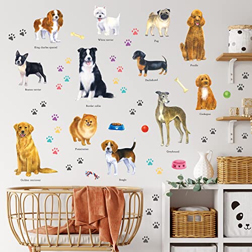 DECOWALL DS-8045 Vinilos Perros para pegatinas perro pared decoración del pegatina coche gato negro fotomural huellas adhesivo mascotas sala calcomanías con hogar papel pata ventana diseño dormitorio