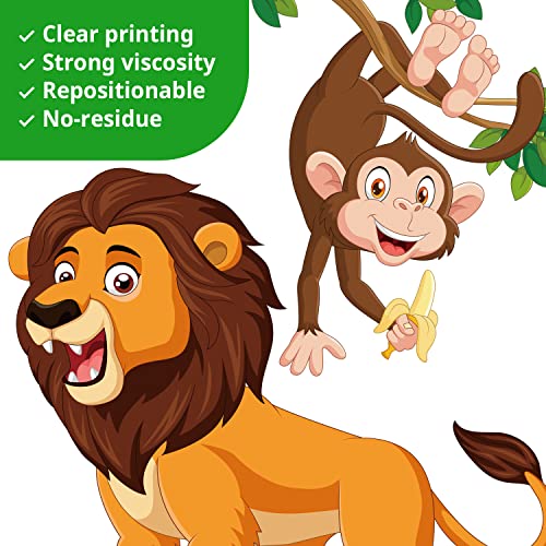 DECOWALL DSL-8069 Cartoon animal de la jungla Stickeres murales para niños murales Enfermera Decal cuarto para niños Niña Niñita Niñita de los árboles bosques Casa del león Tigre Mono