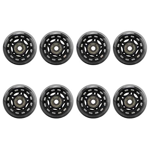 DEDC Juego de 8 Ruedas de Rendimiento para Patines en Línea con Rodamientos de Bolas de Poliuretano, 64 mm, Color Negro