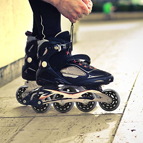 DEDC Juego de 8 Ruedas de Rendimiento para Patines en Línea con Rodamientos de Bolas de Poliuretano, 64 mm, Color Negro