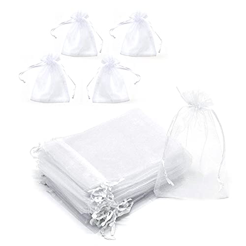 DEEDPF 100 bolsas de organza para dulces, boda, cumpleaños,caja de dulces, decoración con cordón (7 cm x 9 cm)