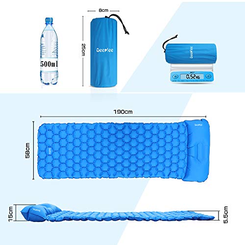 Deeplee - Colchoneta Aislante, colchoneta de Camping Ultraligera para Exteriores, Humedad para Senderismo, Mochilas, Camping, Playa, Isomatte-Blau