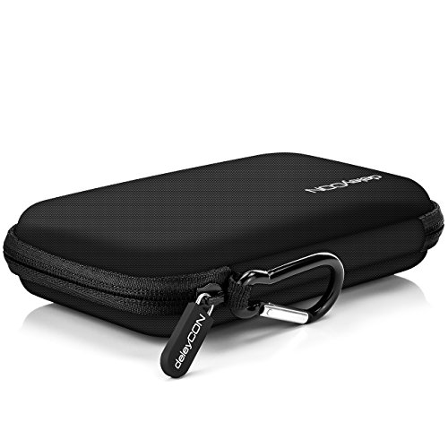 deleyCON Navi Case Funda para Dispositivos de Navegación de hasta 4,3" & 5" Pulgadas (14,6 x 9,3 x 3,4 cm) - Sólida - Dos Compartimentos Interiores - Negro