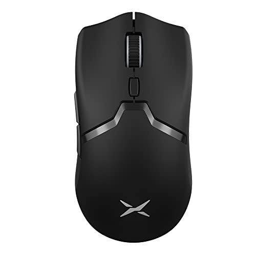 DELUX M800PRO Ratón Gaming Inalámbrico, Sensor PAW 3395 con 26000 DPI, 72g Ligero, Conexión Multidispositivo, Interruptores Huano Rosa, Batería 80 Hrs, con Patines de Cristal y Cinta de Agarre (Negro)