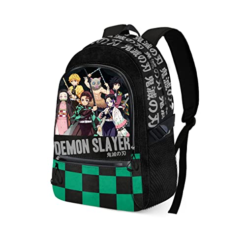 Demon Slayer Kimetsu no Yaiba-Mochila Fight FAN 2.0, Negro, 31 x 44 cm, Capacidad 24 L