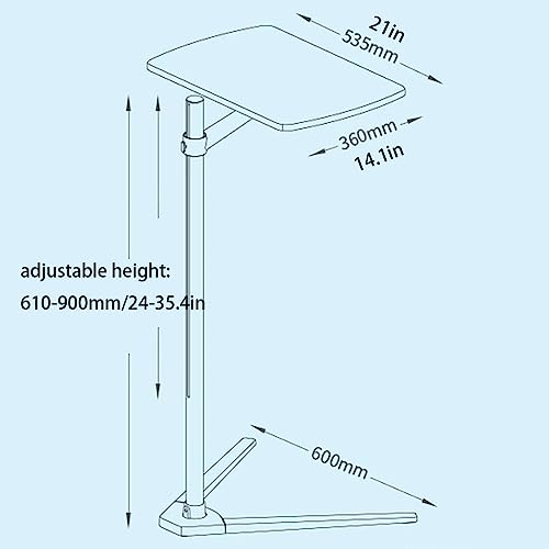 DEMYA Mesa Auxiliar Moderna TV Tray Table Mobile Lift Laptop Floor Stand Aluminio Altura Ajustable Mesita de Noche Sofá Escritorio para Tableta Notebook Mesa de té Mesas de Centro