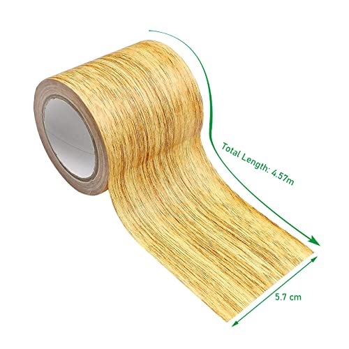 Deolven Vinilo Adhesivo Muebles, Cinta Impermeable de Chapa Madera Canto para Reparación de Pisos, Encimera, Rodapies, Puertas, Paredes(Textura de Roble Oro 5,7cm x 4,57m)