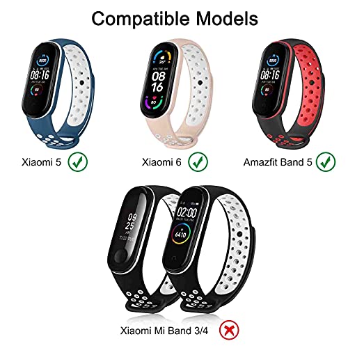 DEOU 2 Pack Correas Compatible con Xiaomi Mi Band 5 / Xiaomi Mi Band 6 / Amazfit Band 5,Coloridos Suave Silicona Pulseras de Repuesto (2 Pack B)