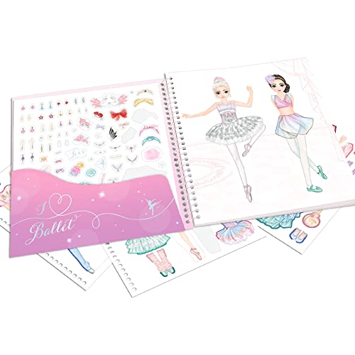 Depesche 12125 TOPModel Dress Me Up-Libro 24 páginas para diseñar Conjuntos de Danza y Ballet, Cuaderno para Colorear con 11 Hojas de Pegatinas, Multicolor