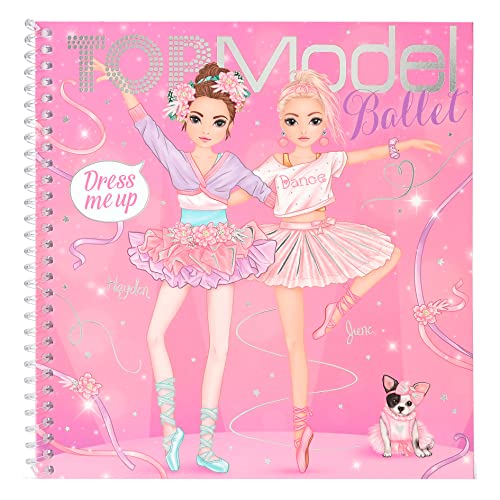 Depesche 12125 TOPModel Dress Me Up-Libro 24 páginas para diseñar Conjuntos de Danza y Ballet, Cuaderno para Colorear con 11 Hojas de Pegatinas, Multicolor