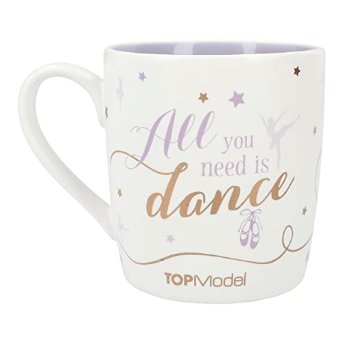 Depesche 12372 TOPModel Ballet - Taza en blanco mate con motivo de modelo, inscripción y estrellas, taza con asa de porcelana, capacidad: 250 ml aprox.