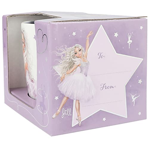 Depesche 12372 TOPModel Ballet - Taza en blanco mate con motivo de modelo, inscripción y estrellas, taza con asa de porcelana, capacidad: 250 ml aprox.