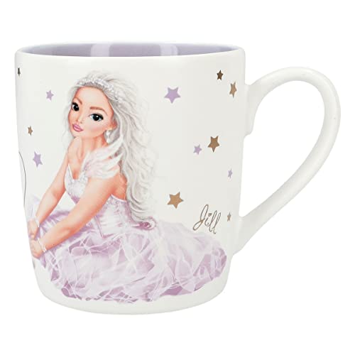 Depesche 12372 TOPModel Ballet - Taza en blanco mate con motivo de modelo, inscripción y estrellas, taza con asa de porcelana, capacidad: 250 ml aprox.