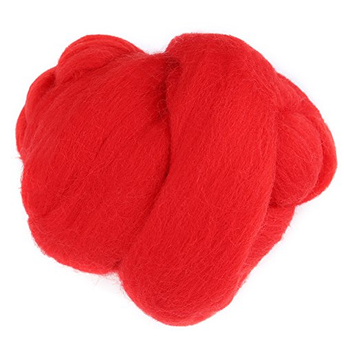 Desconocido HEEPDD 55g Colores Surtidos Aguja de Fieltro de Lana Roving Spinning Costura Recorte para la Aguja de Fieltro Spinning Hand Hand Materiales DIY(Rojo)