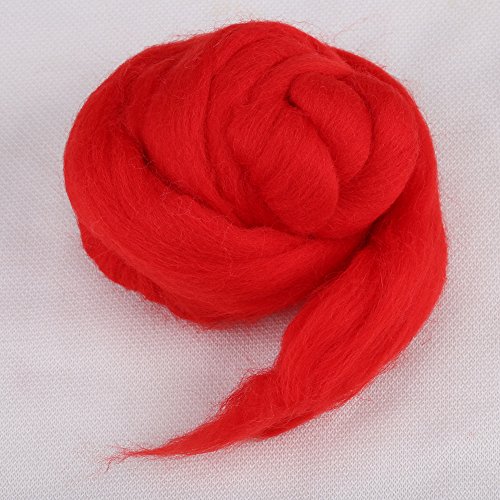 Desconocido HEEPDD 55g Colores Surtidos Aguja de Fieltro de Lana Roving Spinning Costura Recorte para la Aguja de Fieltro Spinning Hand Hand Materiales DIY(Rojo)