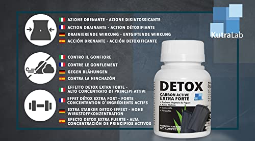 DETOX CARBON ACTIVO VEGETAL EXTRA FUERTE | Aerofagia Y Meteorismo | 120 Pastillas De Alta Dosis | Drenante Y Diurético Fuerte | Excepcional Para Reducir Aire En El Vientre