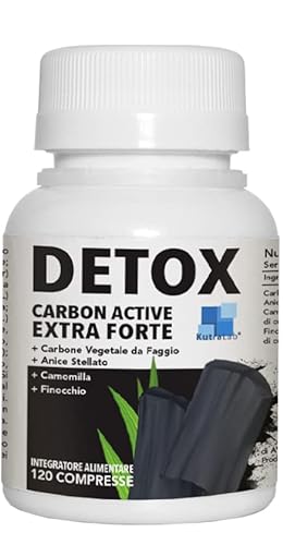 DETOX CARBON ACTIVO VEGETAL EXTRA FUERTE | Aerofagia Y Meteorismo | 120 Pastillas De Alta Dosis | Drenante Y Diurético Fuerte | Excepcional Para Reducir Aire En El Vientre