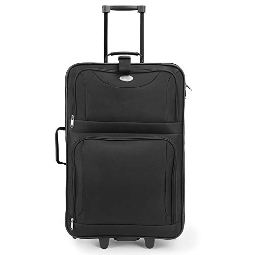 Deuba Maletas de Viaje Equipaje Trolley Set de 5 Pzs 60L 34L 16L 3L Neceser Cabina Ruedas Negro