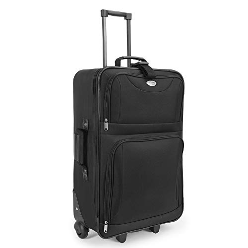 Deuba Maletas de Viaje Equipaje Trolley Set de 5 Pzs 60L 34L 16L 3L Neceser Cabina Ruedas Negro