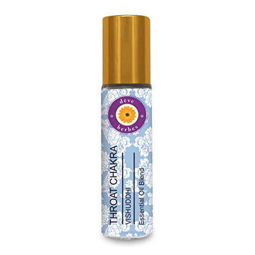 Deve Herbes Aceite de Chakra de la Garganta (Vishuddha) - Ideal para meditación, purificación, yoga, alineación de chakras, relajación, sanación y rituales, 8ml (0,27 oz)