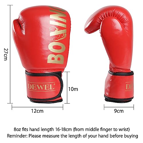 DEWEL Guantes de Boxeo 8oz, Guantes Boxeo Unisex para Adolescentes y Mujeres, Boxing Gloves