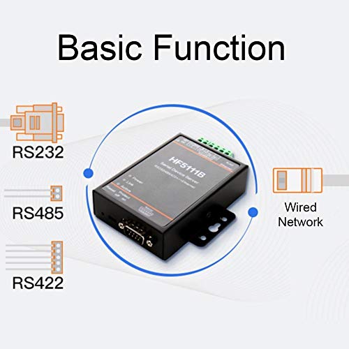 DEWIN Servidor en Serie, HF-5111B Servidor de Red en Serie HF-5111B Servidor en Serie 3 en 1 RJ45 RS232/RS485/RS422 a DTU de Servidor en Serie Ethernet