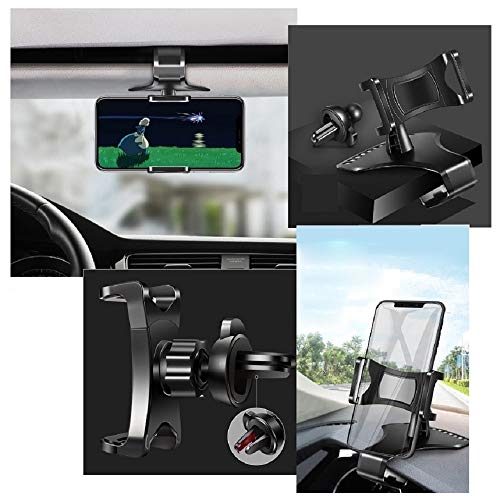 DFV mobile - 3 in 1 Car GPS Smartphone Holder: Dashboard/Visor Clamp + AC Grid Clip for GiONEE F100 (2016) - Black