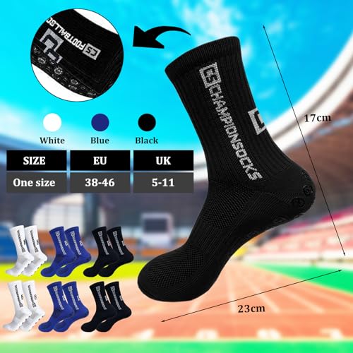 DGUSO 6 Pares Calcetines de Fútbol, Calcetines Antideslizantes Futbol Calcetines Deportivos para Correr Al Aire Libre, Medias Antideslizantes Futbol y 2 Muñequeras, para Fútbol Baloncesto Ciclismo