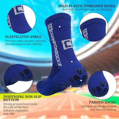 DGUSO 6 Pares Calcetines de Fútbol, Calcetines Antideslizantes Futbol Calcetines Deportivos para Correr Al Aire Libre, Medias Antideslizantes Futbol y 2 Muñequeras, para Fútbol Baloncesto Ciclismo