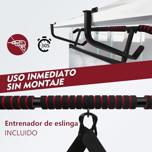 DH FitLife Barra de Dominadas para Marco de Puerta sin Tornillos | Pull up Bar Doorway | Barra de Tracción para Colgar | incl. Entrenador de Eslingas | para Puerta de 70 – 92 cm