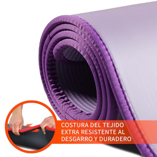 DH FitLife Esterilla de entrenamiento para fitness, esterilla deportiva, 183 x 61 x 1 cm, extra resistente a la rotura, esterilla de yoga, antideslizante y gruesa, esterilla de entrenamiento (púrpura)