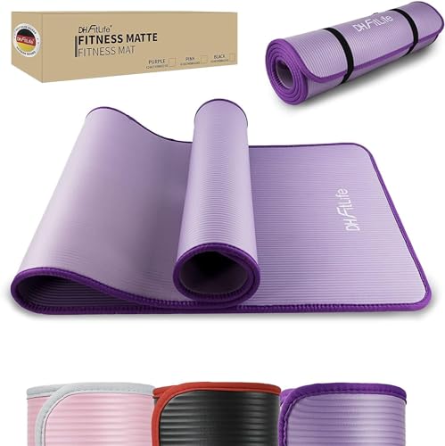 DH FitLife Esterilla de entrenamiento para fitness, esterilla deportiva, 183 x 61 x 1 cm, extra resistente a la rotura, esterilla de yoga, antideslizante y gruesa, esterilla de entrenamiento (púrpura)