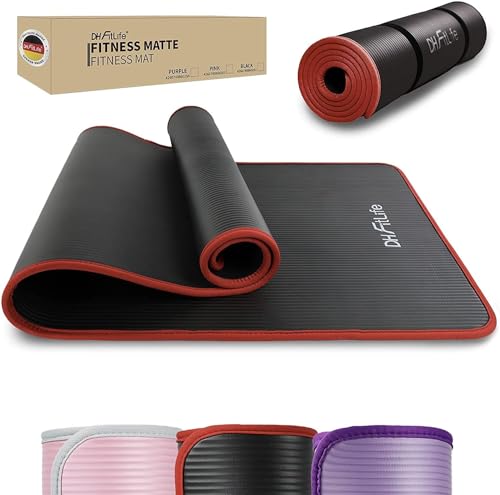 DH FitLife Esterilla de entrenamiento para fitness, esterilla deportiva de 183 x 61 x 1 cm, esterilla de gimnasia extra resistente, esterilla de yoga antideslizante y gruesa