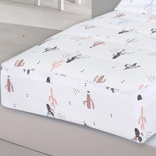 Dhestia Home - Saco Nórdico con Cremallera Edredón Ajustable Cama Infantil Cactus - Color ÚNICO, Talla Cama 105