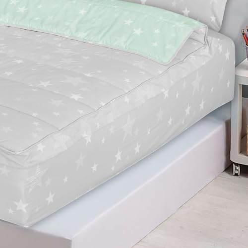 Dhestia Home - Saco Nórdico con Cremallera Edredón Ajustable Cama Infantil Estrellas Stars - Color Gris, Talla Cama 105