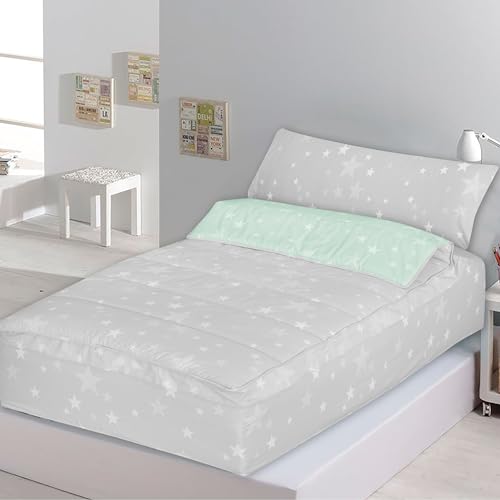 Dhestia Home - Saco Nórdico con Cremallera Edredón Ajustable Cama Infantil Estrellas Stars - Color Gris, Talla Cama 105